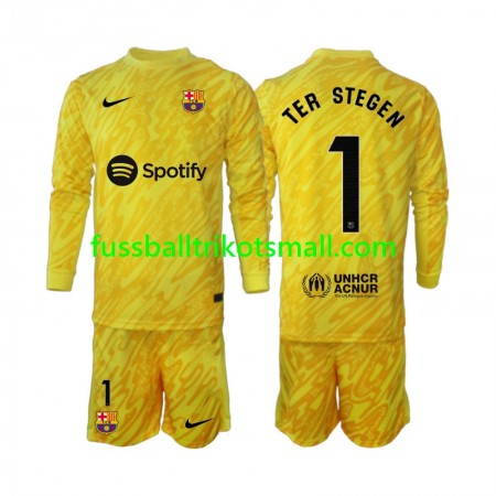 Fußballtrikots FC Barcelona Ter Stegen 1 Torwart Kinder 2024-2025 Langarm Auswärts-trikot kaufen